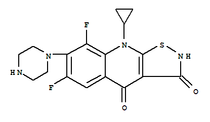 9-cyclopropyl-6,8-difluoro-7-(piperazin-1-yl)[1,2]thiazolo[5,4-b]quinoline-3,4(2H,9H)-dione