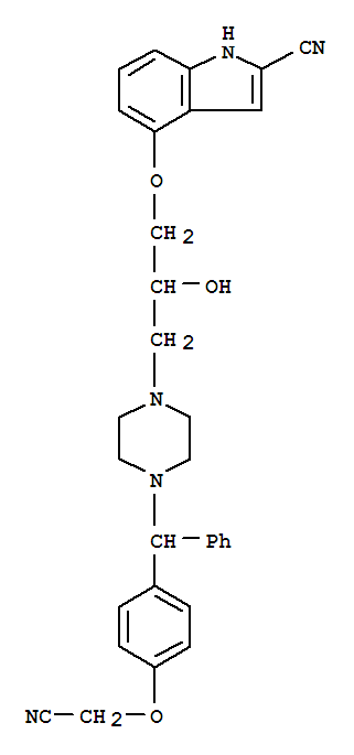4-(3-(4-((4-Cyanomethoxyphenyl)phenylmethyl)-1-piperazinyl)-2-hydroxypropoxy)-1H-indole-2-carbonitrile