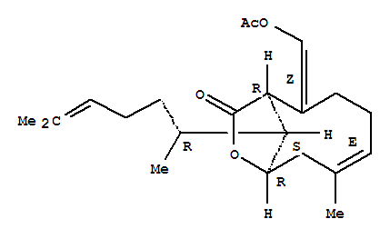 9-Oxabicyclo[6.2.1]undec-5-en-10-one,2-[(acetyloxy)methylene]-11-(1,5-dimethyl-4-hexenyl)-6-methyl-,[1R*,2Z,5E,8R*,11S*(R*)]-(-)-