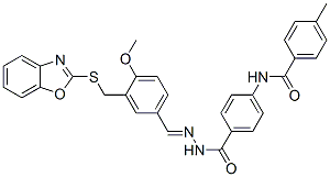 BENZOIC ACID 4-[(4-METHYLBENZOYL)AMINO]-,[[3-[(2-BENZOXAZOLYLTHIO)METHYL]-4-METHOXYPHENYL]METHYLENE]HYDRAZIDE
