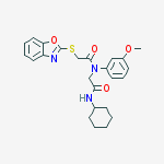 ACETAMIDE,2-(2-BENZOXAZOLYLTHIO)-N-[2-(CYCLOHEXYLAMINO)-2-OXOETHYL]-N-(3-METHOXYPHENYL)-