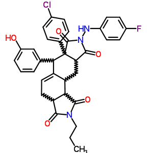 6a-(4-chlorophenyl)-8-[(4-fluorophenyl)amino]-6-(3-hydroxyphenyl)-2-propyl-3a,4,6,6a,9a,10,10a,10b-octahydroisoindolo[5,6-e]isoindole-1,3,7,9(2H,8H)-tetrone