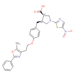 3-Pyrrolidinecarboxylic acid,4-[[4-[2-(5-methyl-2-phenyl-4-oxazolyl)ethoxy]phenyl]methyl]-1-(5-nitro-2-thiazolyl)-, (3R,4S)-rel-