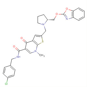 Thieno[2,3-b]pyridine-5-carboxamide,2-[[(2R)-2-[(R)-2-benzoxazolylhydroxymethyl]-1-pyrrolidinyl]methyl]-N-[(4-chlorophenyl)methyl]-4,7-dihydro-7-methyl-4-oxo-