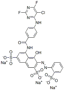 trisodium 5-[[4-[(5-chloro-2,6-difluoro-4-pyrimidinyl)amino]benzoyl]amino]-4-hydroxy-3-[(2-sulphonatophenyl)azo]naphthalene-2,7-disulphonate