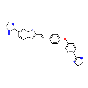 6-(4,5-dihydro-1H-imidazol-2-yl)-2-[(E)-2-{4-[4-(4,5-dihydro-1H-imidazol-2-yl)phenoxy]phenyl}ethenyl]-1H-indole