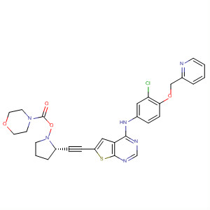 4-Morpholinecarboxylic acid,(3R,5S)-5-[[4-[[3-chloro-4-(2-pyridinylmethoxy)phenyl]amino]thieno[2,3-d]pyrimidin-6-yl]ethynyl]-3-pyrrolidinyl ester