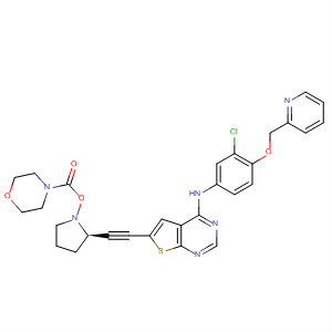 4-Morpholinecarboxylic acid,(3S,5R)-5-[[4-[[3-chloro-4-(2-pyridinylmethoxy)phenyl]amino]thieno[2,3-d]pyrimidin-6-yl]ethynyl]-3-pyrrolidinyl ester