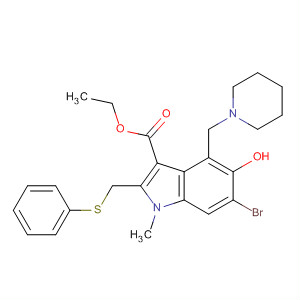 1H-Indole-3-carboxylic acid,6-bromo-5-hydroxy-1-methyl-2-[(phenylthio)methyl]-4-(1-piperidinylmethyl)-, ethyl ester