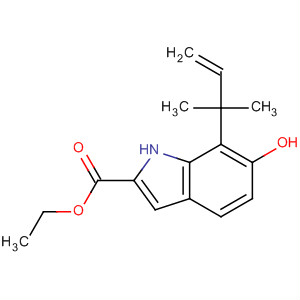 1H-Indole-2-carboxylic acid, 7-(1,1-dimethyl-2-propenyl)-6-hydroxy-,ethyl ester