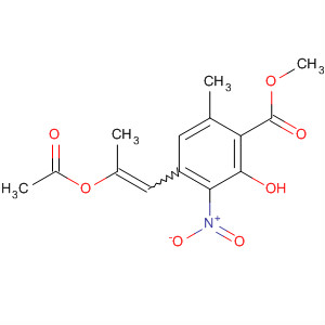 Benzoic acid, 4-[2-(acetyloxy)-1-propenyl]-2-hydroxy-6-methyl-3-nitro-,methyl ester