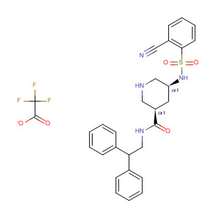 3-Piperidinecarboxamide,5-[[(2-cyanophenyl)sulfonyl]amino]-N-(2,2-diphenylethyl)-, (3R,5S)-rel-,2,2,2-trifluoroacetate (1:1)