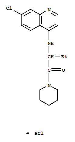 7-chloro-N-[1-oxo-1-(piperidin-1-yl)butan-2-yl]quinolin-4-aminium chloride molecular structure