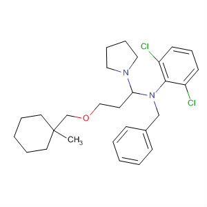 1-Pyrrolidineethanamine,N-(2,6-dichlorophenyl)-b-[[(1-methylcyclohexyl)methoxy]methyl]-N-(phenylmethyl)- molecular structure