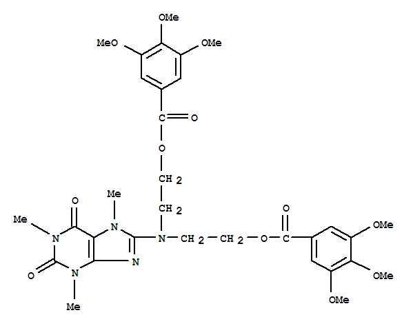 [(1,3,7-trimethyl-2,6-dioxo-2,3,6,7-tetrahydro-1H-purin-8-yl)imino]diethane-2,1-diyl bis(3,4,5-trimethoxybenzoate) molecular structure