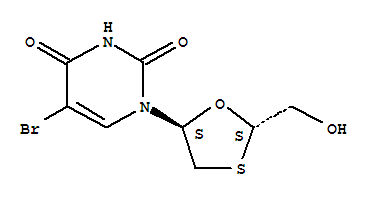 (2S-TRANS)-5-BROMO-1-(2-(HYDROXYMETHYL)-1,3-OXATHIOLAN-5-YL)URACIL molecular structure