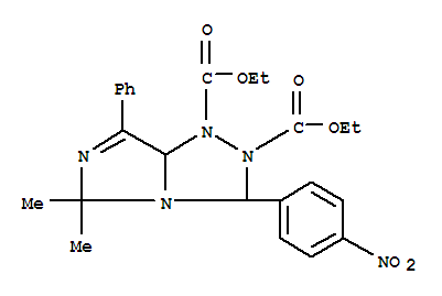 diethyl 5,5-dimethyl-3-(4-nitrophenyl)-7-phenyl-5,7a-dihydro-1H-imidazo[5,1-c][1,2,4]triazole-1,2(3H)-dicarboxylate molecular structure
