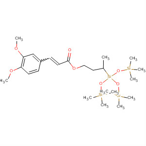 2-Propenoic acid, 3-(3,4-dimethoxyphenyl)-,3-[3,3,3-trimethyl-1,1-bis[(trimethylsilyl)oxy]disiloxanyl]butyl ester molecular structure