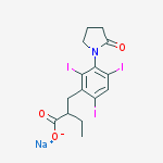 α-Ethyl-3-(2-oxo-1-pyrrolidinyl)-2,4,6-triiodohydrocinnamic acid sodium salt molecular structure