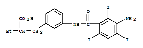 2-{3-[(3-amino-2,4,6-triiodobenzoyl)amino]benzyl}butanoic acid molecular structure