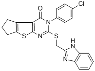 2-[(1H-benzimidazol-2-ylmethyl)sulfanyl]-3-(4-chlorophenyl)-3,5,6,7-tetrahydro-4H-cyclopenta[4,5]thieno[2,3-d]pyrimidin-4-one molecular structure