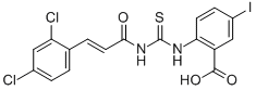 2-[[[[3-(2,4-DICHLOROPHENYL)-1-OXO-2-PROPENYL]AMINO]THIOXOMETHYL]AMINO]-5-IODO-BENZOIC ACID molecular structure