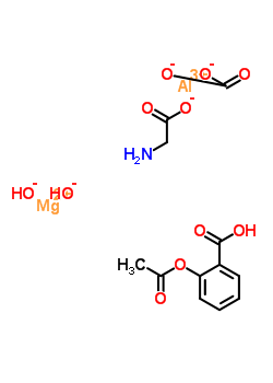 aluminum magnesium carbonate hydroxide aminoacetate - 2-(acetyloxy)benzoic acid (1:1:1:2:1:1) molecular structure