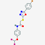 2-[[5-(4-bromophenyl)-1,3,4-oxadiazol-2-yl]sulfanyl]-n-[4-(difluoromethoxy)phenyl]acetamide molecular structure