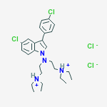 2,2'-{[5-chloro-3-(4-chlorophenyl)-1H-indol-1-yl]imino}bis(N,N-diethylethanaminium) dichloride molecular structure