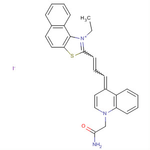 Naphtho[1,2-d]thiazolium,2-[3-[1-(2-amino-2-oxoethyl)-4(1H)-quinolinylidene]-1-propenyl]-1-ethyl-,iodide molecular structure