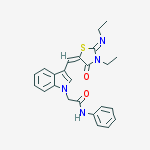 2-(3-{(E)-[(2Z)-3-ethyl-2-(ethylimino)-4-oxo-1,3-thiazolidin-5-ylidene]methyl}-1H-indol-1-yl)-N-phenylacetamide molecular structure