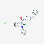 Piperazine,1-[(2-chloro-1-phenyl-1H-indol-3-yl)carbonyl]-4-(phenylmethyl)-,monohydrochloride molecular structure