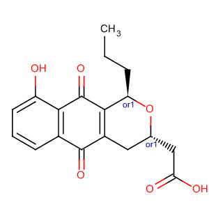 1H-Naphtho[2,3-c]pyran-3-acetic acid,3,4,5,10-tetrahydro-9-hydroxy-5,10-dioxo-1-propyl-, (1R,3S)-rel- molecular structure