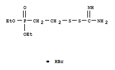 diethyl [2-(carbamimidoyldisulfanyl)ethyl]phosphonate hydrobromide molecular structure