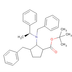 Cyclopentanecarboxylic acid,2-[[(1S)-1-phenylethyl](phenylmethyl)amino]-3-(phenylmethyl)-,1,1-dimethylethyl ester, (1S,2S,3S)- molecular structure