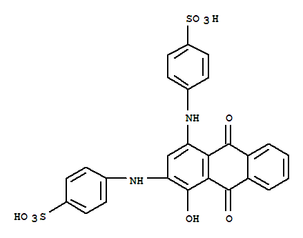 4,4'-((9,10-Dihydro-4-hydroxy-9,10-dioxo-1,3-anthrylene)diimino)bis(benzenesulphonic) acid molecular structure
