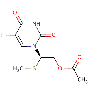 2,4(1H,3H)-Pyrimidinedione,1-[2-(acetyloxy)-1-(methylthio)ethyl]-5-fluoro-, (R)- molecular structure