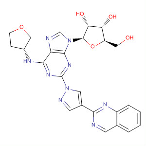 Adenosine,2-[4-(2-quinazolinyl)-1H-pyrazol-1-yl]-N-[(3R)-tetrahydro-3-furanyl]- molecular structure