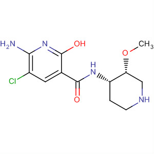 3-Pyridinecarboxamide,6-amino-5-chloro-1,2-dihydro-N-[(3R,4S)-3-methoxy-4-piperidinyl]-2-oxo- molecular structure