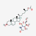 (25R)-15α-[2-(Acetylamino)-2-deoxy-β-D-glucopyranosyloxy]-26-acetoxycholest-5-en-3β-ol molecular structure