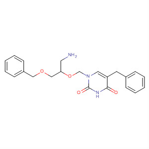 2,4(1H,3H)-Pyrimidinedione,1-[[1-(aminomethyl)-2-(phenylmethoxy)ethoxy]methyl]-5-(phenylmethyl)- molecular structure